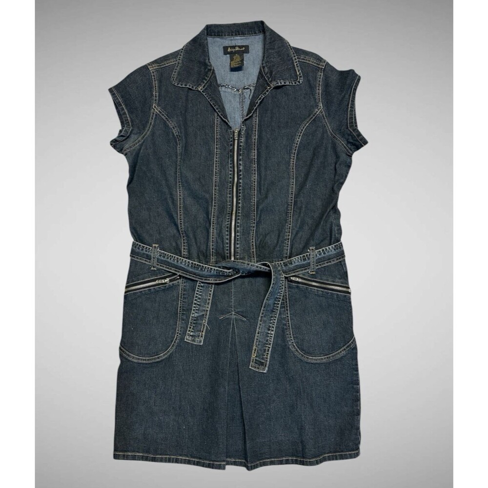 Ashley Stewart Denim Mini Dress Womens Size 16 Indigo with Belt